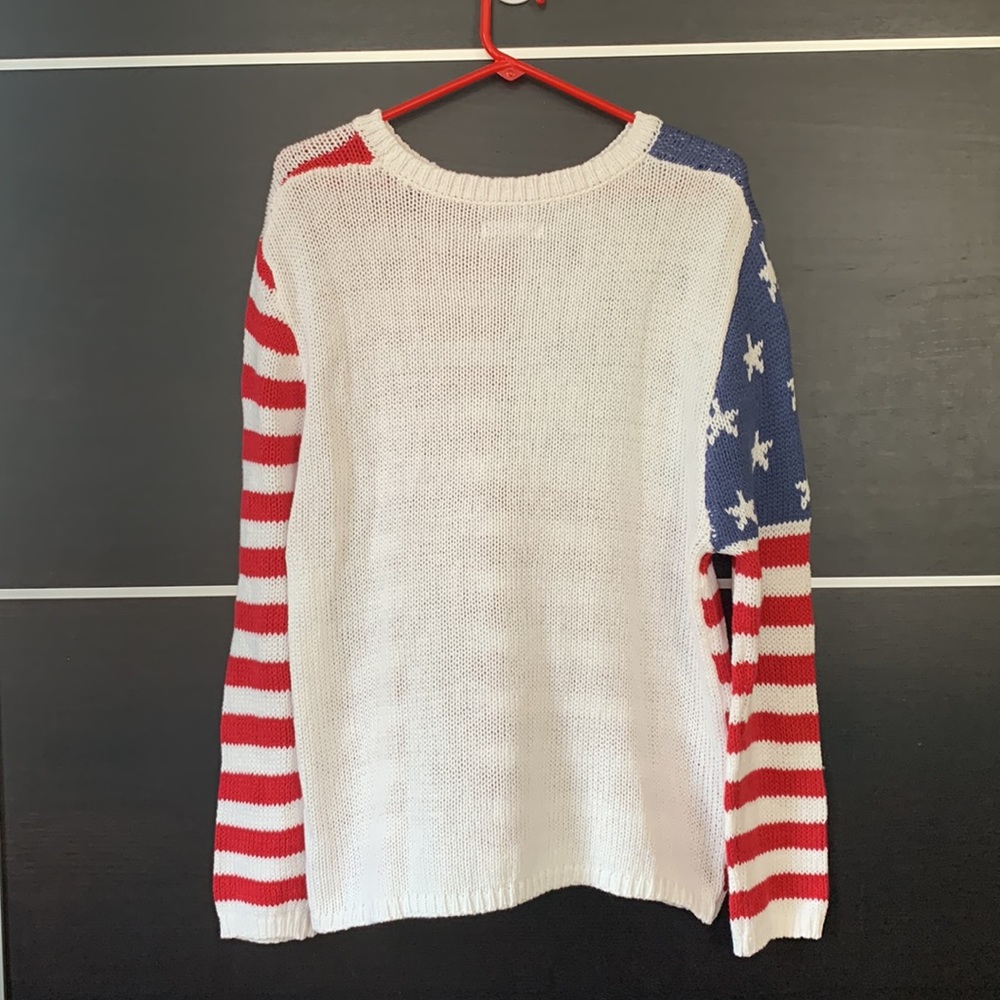 Grayson Threads American Flag Long Sleeve Lightweight Knit Sweater - Picture 5 of 15